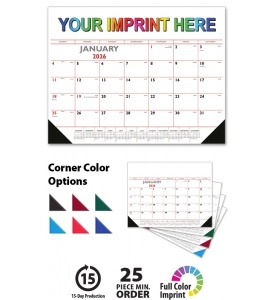 Desk Pad Calendar, Red &amp; Black