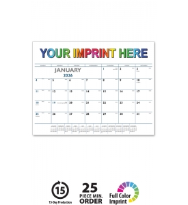 Desk Pad Calendar, Black &amp; Blue (No Corners)