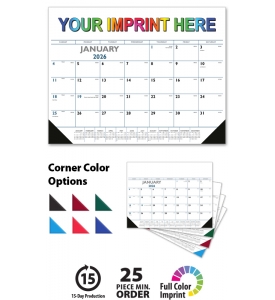 Desk Pad Calendar, Black &amp; Blue