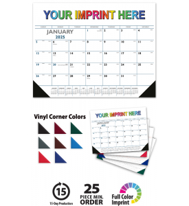 Desk Pad Calendar, Black &amp; Blue