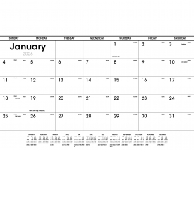 Desk Pad Calendar, Black &amp; White (No Corners)