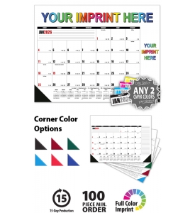 Desk Pad Calendar; Multi-Colored (Top &amp; Right Side Ads)