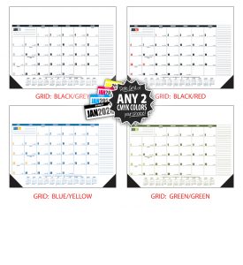 Multi-Colored Desk Pad Calendar, Top &amp; Right Side Ads