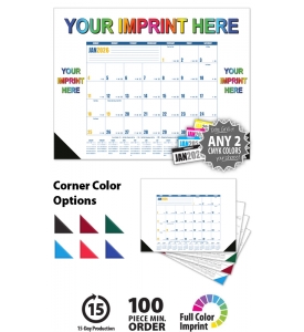Desk Pad Calendar; Multi-Colored (Top &amp; Both Side Ads)