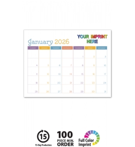 Small Monthly Desk Pad Calendars, Colors (11x8.5; 13-Sheet)