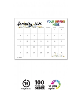 Small Monthly Desk Pad Calendars, Floral (11x8.5; 13-Sheet)