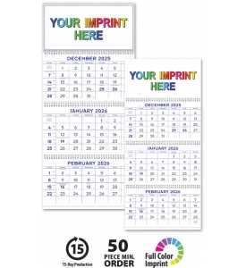 3-Month Commercial Planner Calendar, Blue &amp; Grey