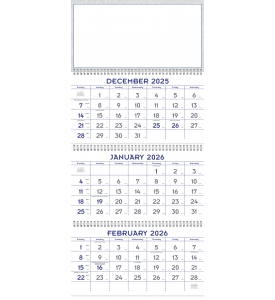3-Month Commercial Planner Calendar, Blue &amp; Grey