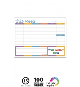 Small Weekly Desk Pad Calendars, Colors (11x8.5; 52-Sheet)