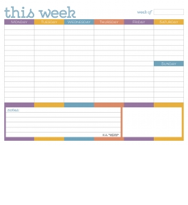 Small Weekly Desk Pad Calendars, Colors (11x8.5; 52-Sheet)