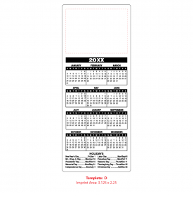 Calendar Magnet, 3.5 x 8.5