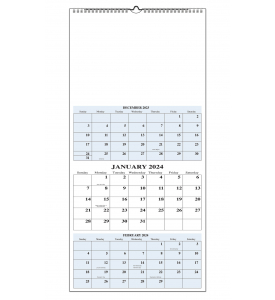 Three Month View / Six Sheet Custom Photo Calendar, Wire-O Bound (13x27)