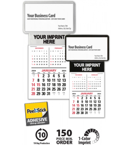 Vitronic 3-Mo. View Press-n-Stick™ Calendar; Business Card Holder (Imprinted)