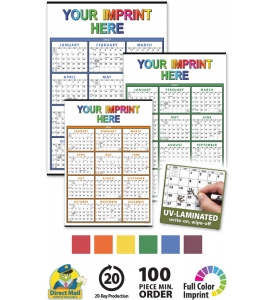 Full Year View Calendar - 20 x 29 (Accent, Laminated)