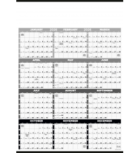 Time Management Span-A-Year (Laminated) Calendar, Black &amp; White