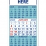 3-Month View Calendar, 13 x 27 (Lt Blue &amp; Red)