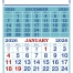3-Month View Calendar, 13 x 27 (Lt Blue &amp; Red)
